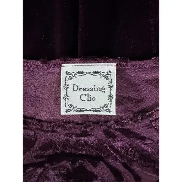 VTG Dressing Clio Velvet Med Dress Sheer Sleeves Whimsigoth Vampcore romance - Picture 7 of 9